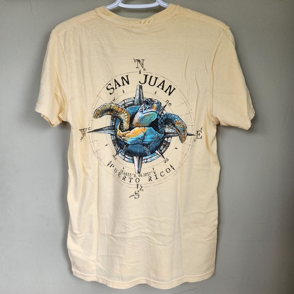 Comfort Colors Yellow Graphic Tee, San Juan Turtle Print, Size Small - Picture 3 of 5